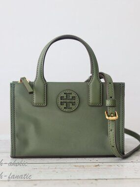 NWT Tory Burch Ella Nylon Mini Tote Crossbody Bag Purse in Palm Leaf Green
